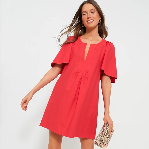 NWT Red Finley Flutter Sleeve Dress Tuckernuck Size L - Picture 1 of 13
